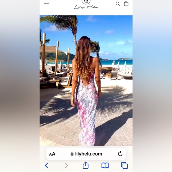 Lily Helu Mahini semi sheer Maxi Dress Cowl neck, adjustable straps. Size S. New - Picture 6 of 6